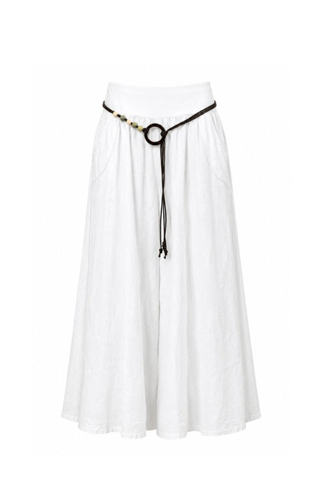 Linen trousers with belt white - One Size