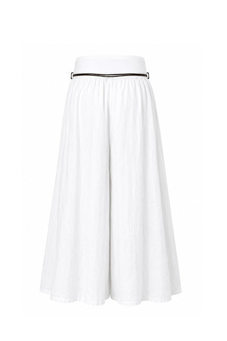 Linen trousers with belt white - One Size