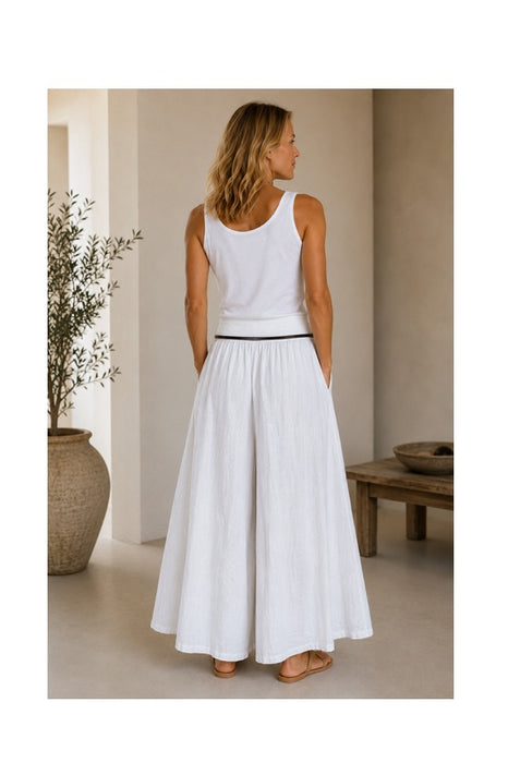 Linen trousers with belt white - One Size