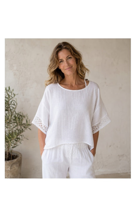 Linen top loose white - One size