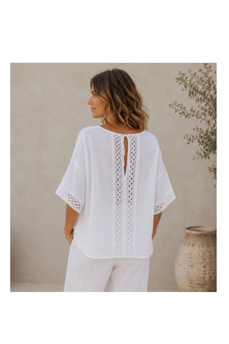 Linen top loose white - One size