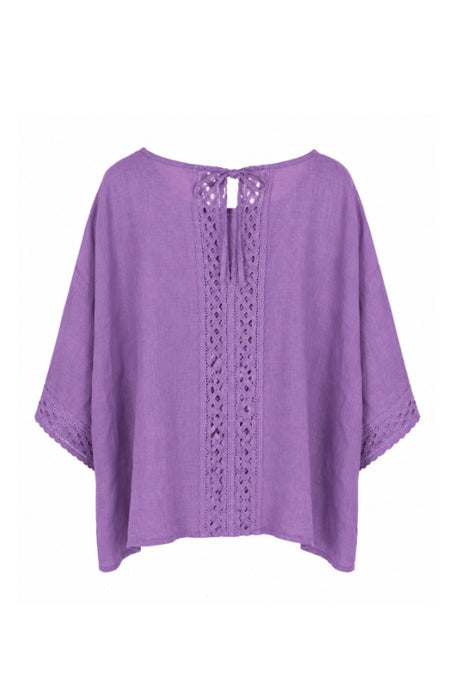 Loose linen top purple - One Size