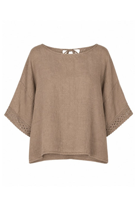 Linen top wide camel - One Size