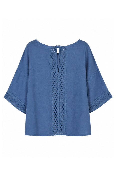 Linen top wide aqua blue - One Size