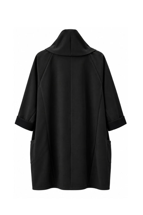 Mantel lang mit Schalkragen Wildleder Optik schwarz - One Size