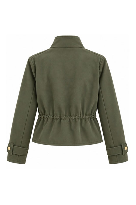 Jacke in Wildleder Optik 2 Brusttaschen und Zugbändel khaki - One Size