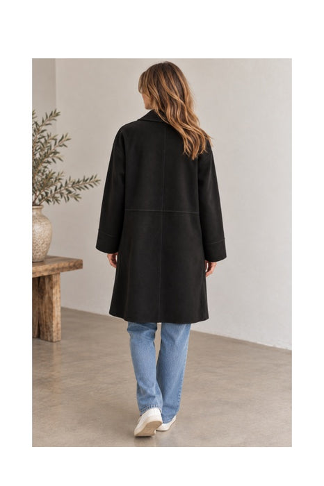 Mantel in Wildleder Optik mit 2 Taschen schwarz - One Size