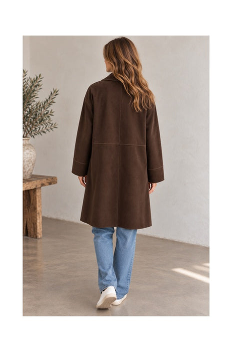 Mantel in Wildleder Optik mit 2 Taschen braun - One Size