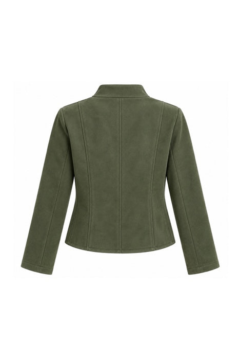 Jacke in Wildleder Optik kurz mit doppelreihiger Knopfleiste khaki - One Size