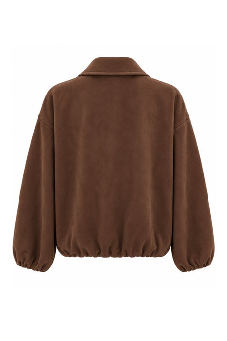 Blouson effet daim avec fermeture éclair marron - Taille unique