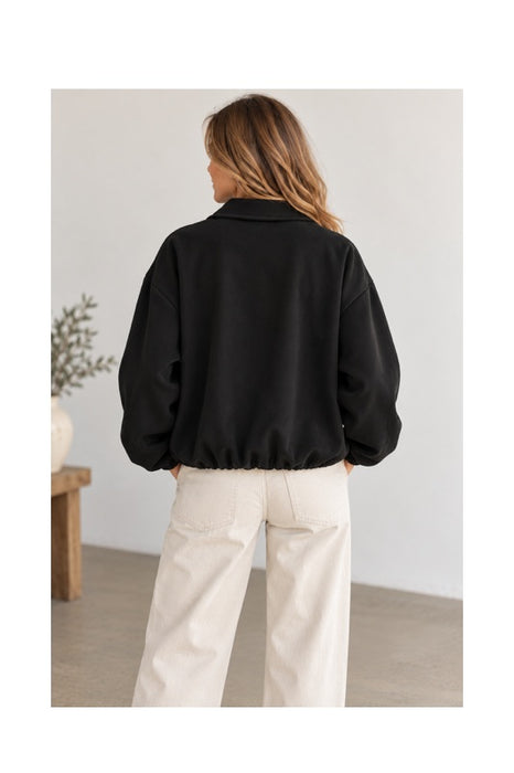 Bomberjacke in Wildleder Optik mit Reissverschluss schwarz - One Size
