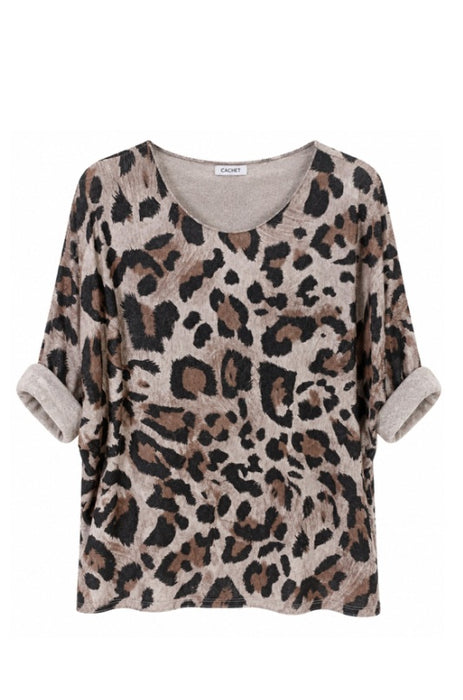 Knitted sweater viscose/polyester/nylon leopard print - One Size