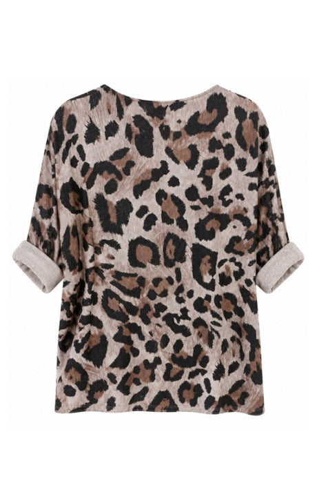Knitted sweater viscose/polyester/nylon leopard print - One Size