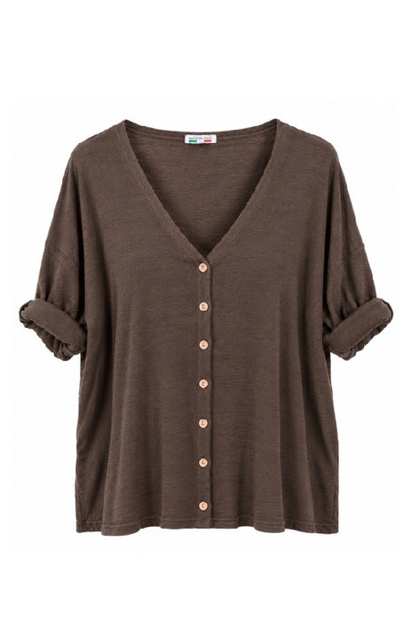 Cardigan viscose/polyester/nylon brown - One Size