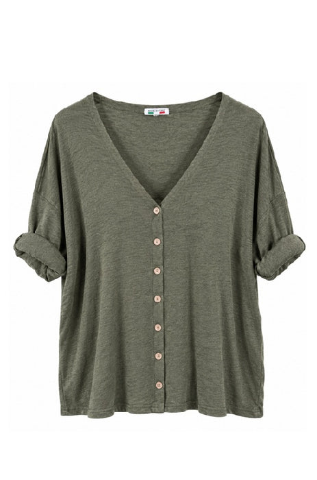Cardigan viscose/polyester/nylon khaki - one size