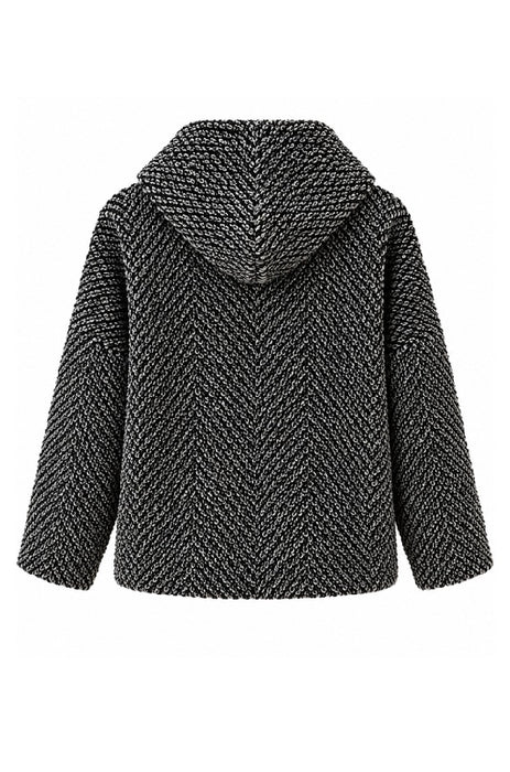 Jacke Polyester kurz mit Kapuze, 2 Taschen und Reissverschluss schwarz - One Size