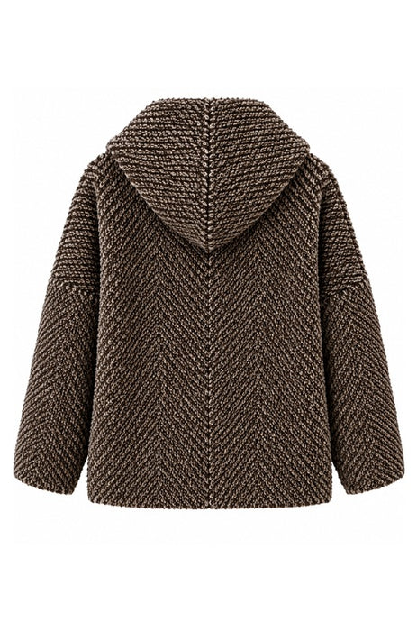 Jacke Polyester kurz mit Kapuze, 2 Taschen und Reissverschluss braun - One Size