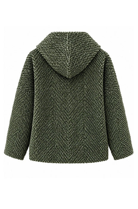 Jacke Polyester kurz mit Kapuze, 2 Taschen und Reissverschluss khaki - One Size