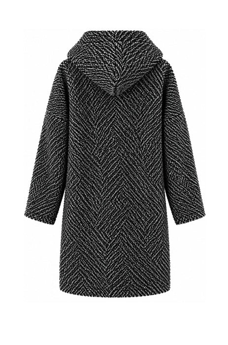 Jacke Polyester lang mit Kapuze, 2 Taschen und Reissverschluss schwarz - One Size