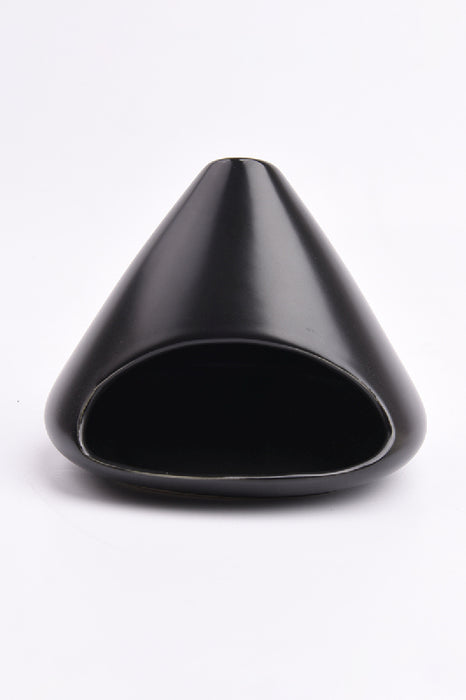 Incense burner ceramic pyramid shape smooth black 14x11cm