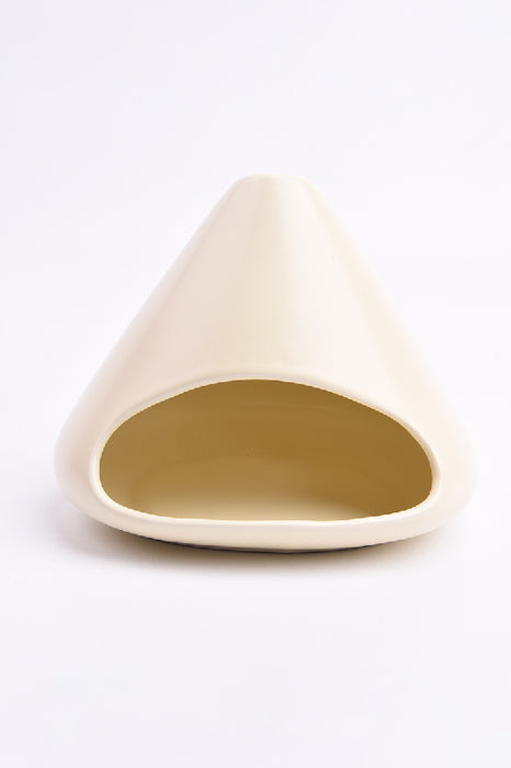 Incense burner ceramic pyramid shape smooth off-white 14x11cm