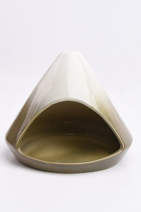 Räuchergefäss Keramik Pyramidenform beige/weiss 14x11cm