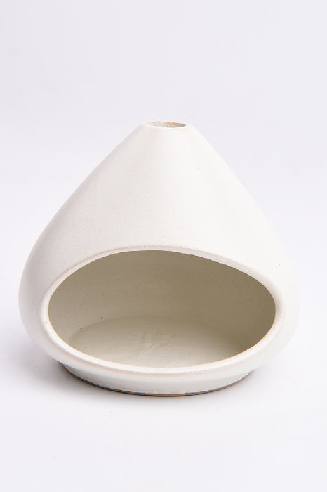 Incense burner ceramic pyramid shape matte white 13x10.5cm