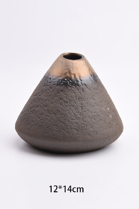 Incense burner ceramic pyramid shape matte brown/gold-colored 14x12cm
