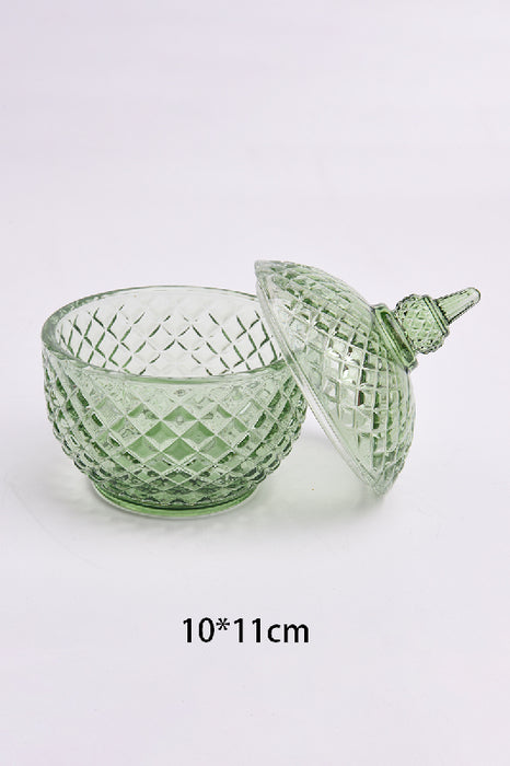 Glasdose mit Deckel abgerundet grün 10x11cm