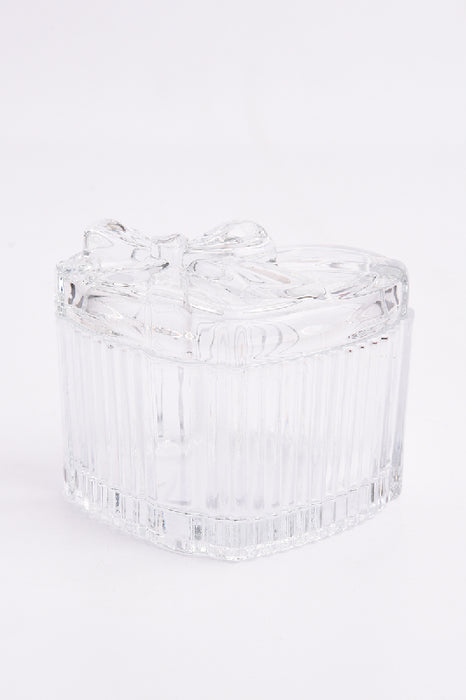 Glas Zuckerdose  in Herzform mit Deckel klar 8.6x9.5cm