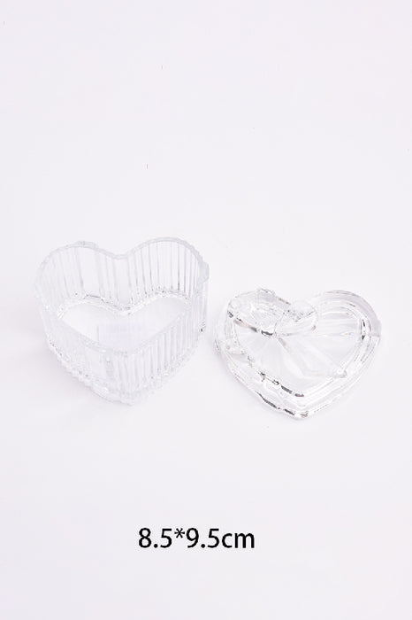Glas Zuckerdose  in Herzform mit Deckel klar 8.6x9.5cm