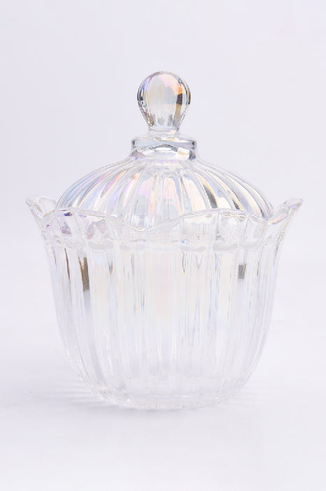 Glasdose konisch mit Deckel prismafarben 15.5x18cm