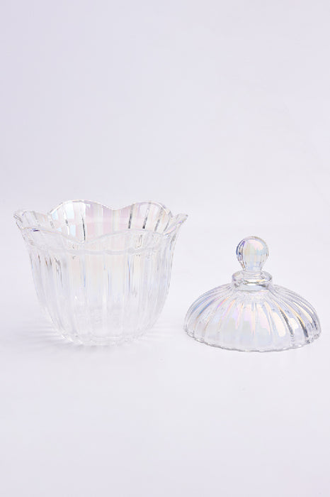 Glasdose konisch mit Deckel prismafarben 15.5x18cm