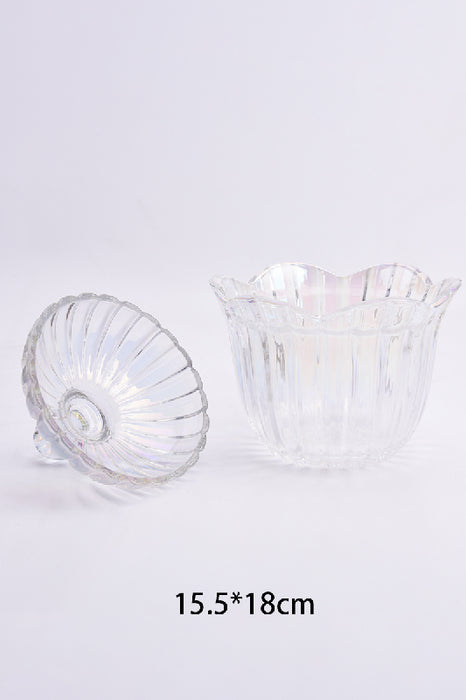 Glasdose konisch mit Deckel prismafarben 15.5x18cm