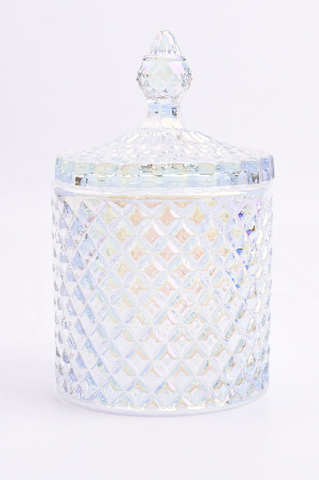 Glasdose Zylinder mit Deckel prismafarben 10x18cm