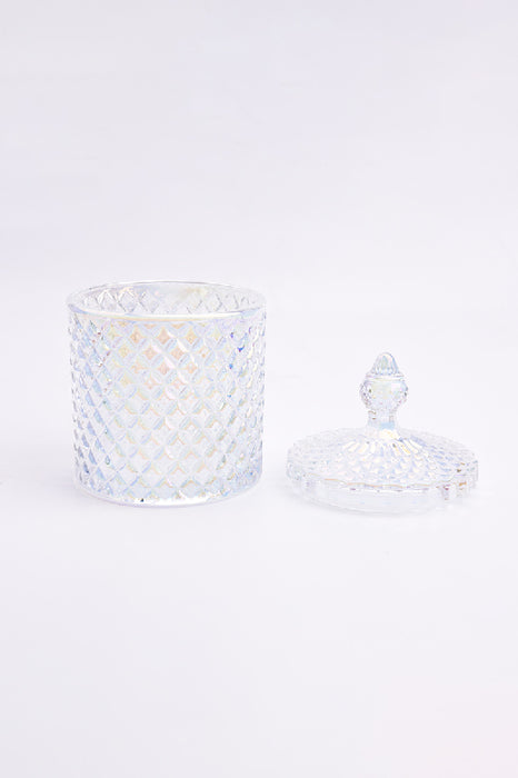 Glasdose Zylinder mit Deckel prismafarben 10x18cm