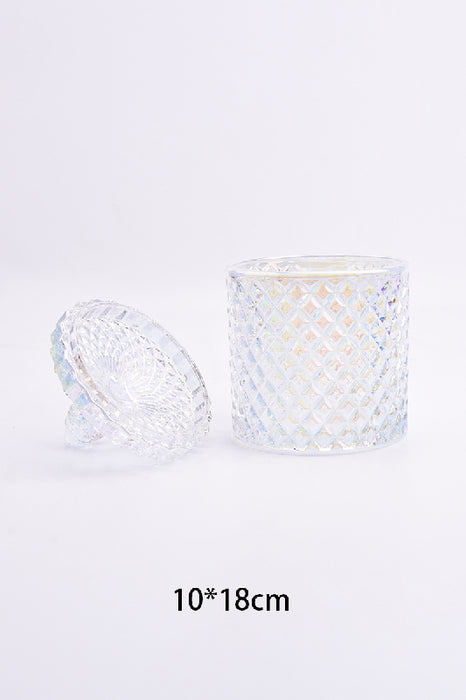 Glasdose Zylinder mit Deckel prismafarben 10x18cm
