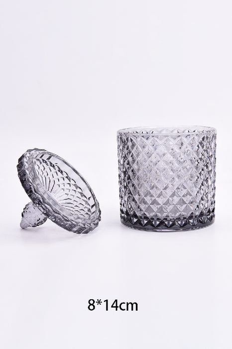 Glasdose Zylinder mit Deckel blau 8x14cm