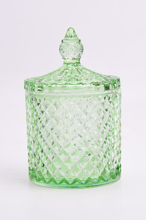 Glasdose Zylinder mit Deckel grün 8x14cm