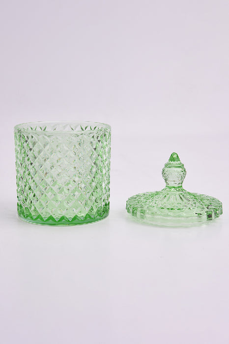 Glasdose Zylinder mit Deckel grün 8x14cm