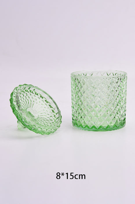 Glasdose Zylinder mit Deckel grün 8x14cm