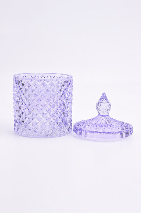 Glasdose Zylinder mit Deckel lila 8x14cm