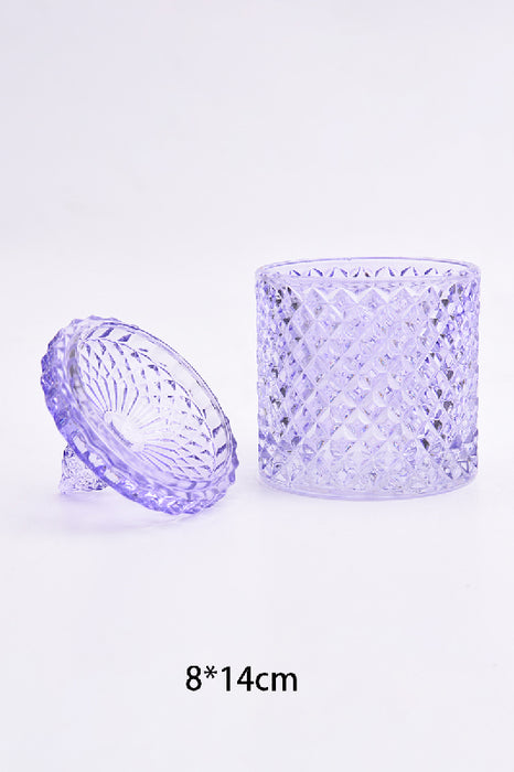 Glasdose Zylinder mit Deckel lila 8x14cm