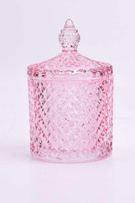 Glasdose Zylinder mit Deckel rot  8x14cm