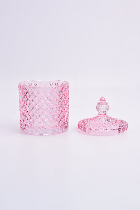 Glasdose Zylinder mit Deckel rot  8x14cm