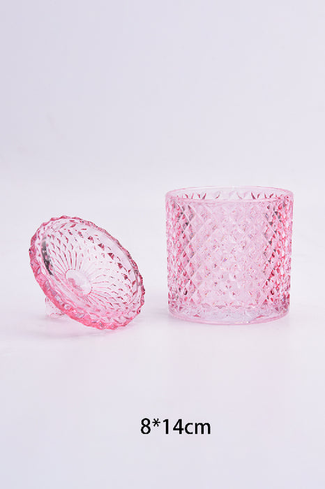 Glasdose Zylinder mit Deckel rot  8x14cm