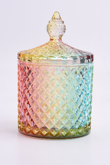 Glasdose Zylinder mit Deckel multicolor  8x14cm