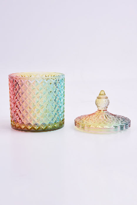 Glasdose Zylinder mit Deckel multicolor  8x14cm