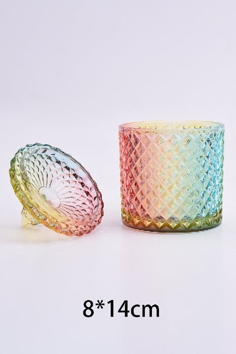 Glasdose Zylinder mit Deckel multicolor  8x14cm