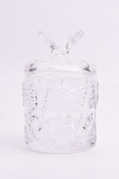 Glasdose Zylinder mit Deckel Schmetterlinge 8x12.5cm
